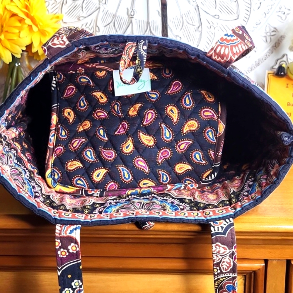 Vera Bradley Brown Multi Color Floral Paisley Tote - Picture 6 of 12
